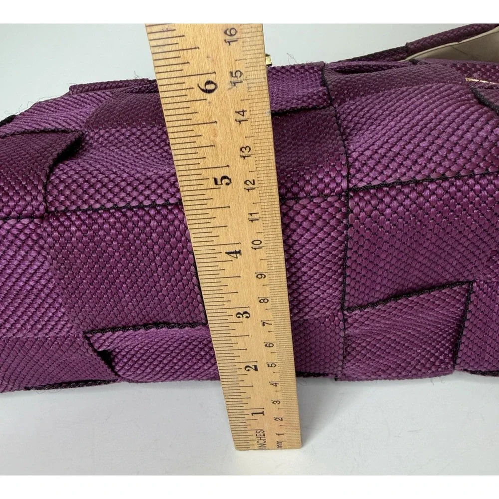 Gabrielle Italy Purple Woven Satchel Textured Basket Weave Turn Lock Purse
